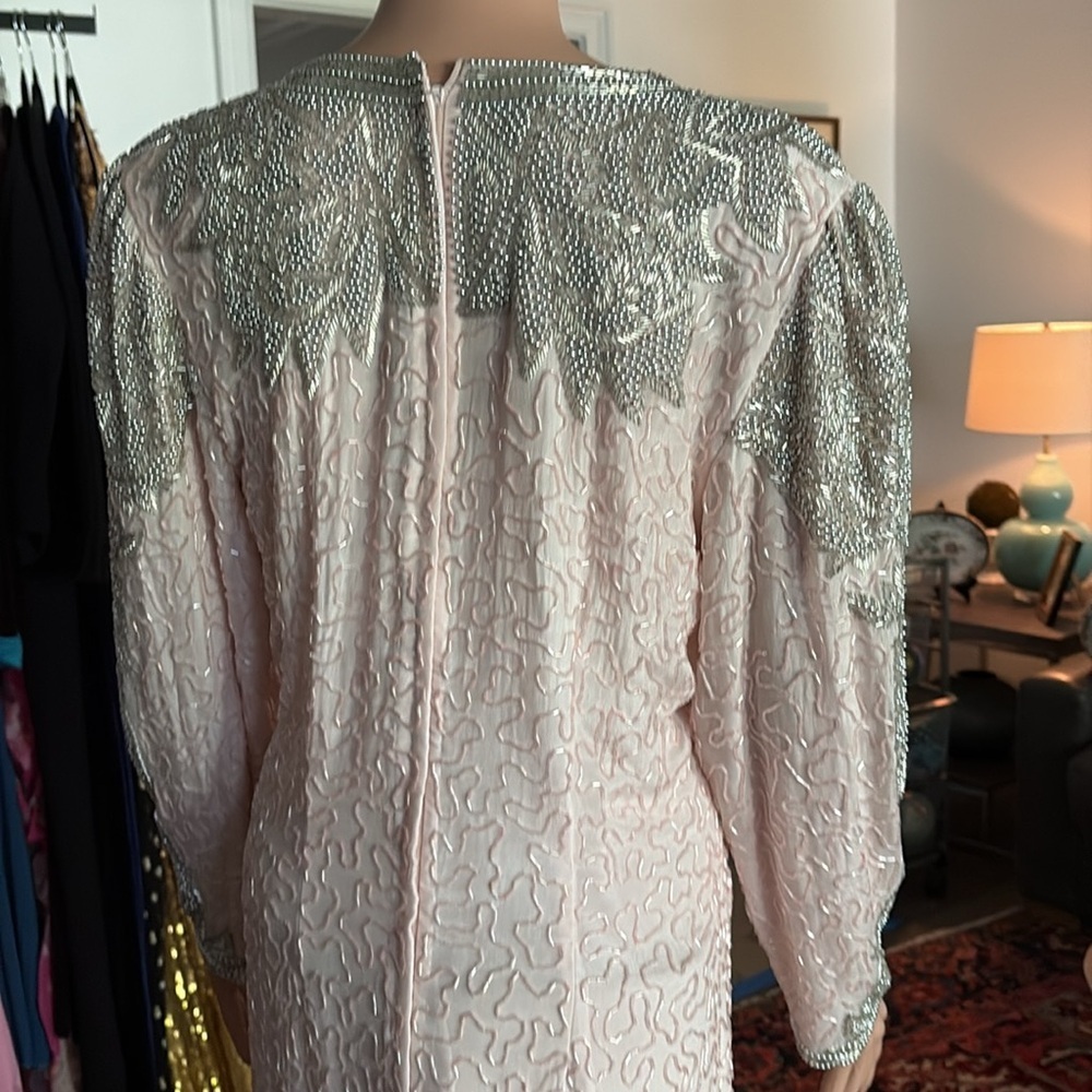 ✨ Vintage Silk Beaded Sequin Gown – Fantasy of Sister Max for SAMAGH, Size 12 - Picture 14 of 16